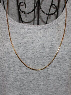 Vintage Signed Monet 30" Gold Bar Link Chain Necklace Classic Mid-Century Modern